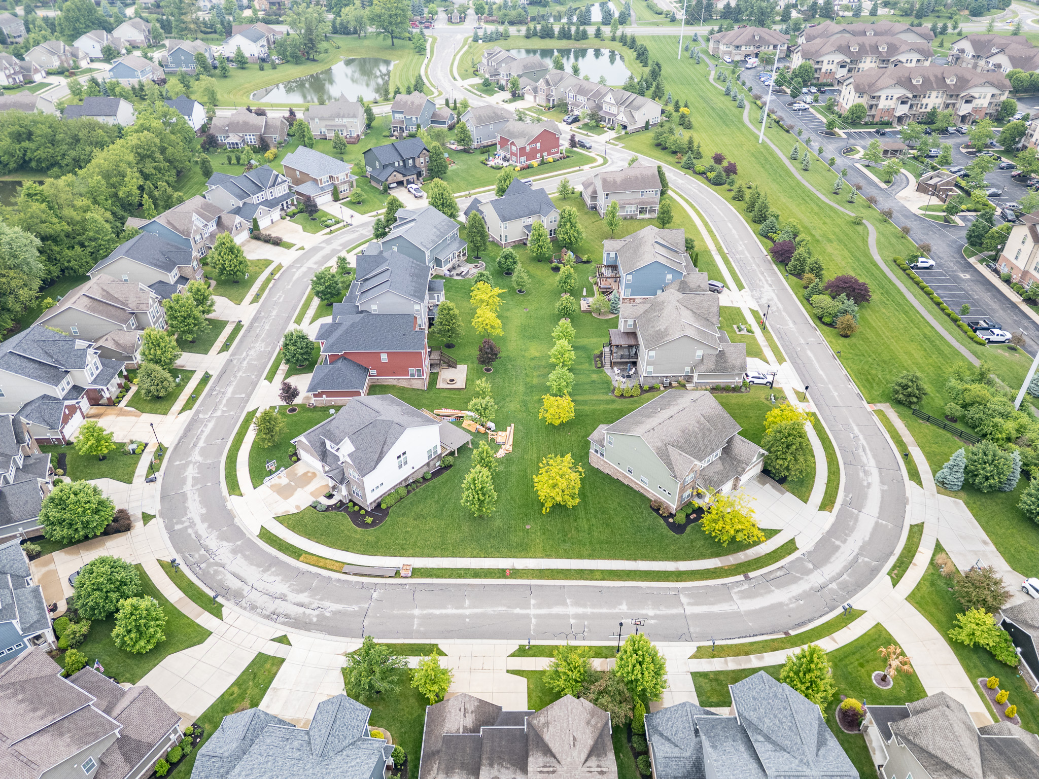 Neighborhood aerial drone photo over Indianapolis